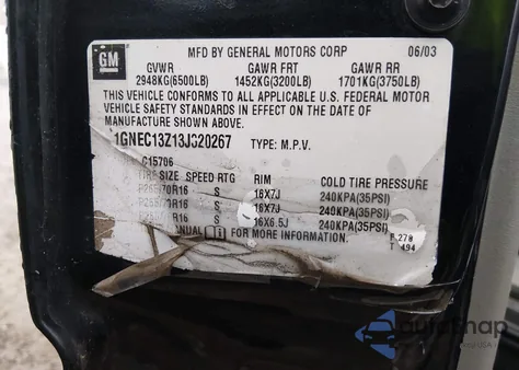 2003 Chevrolet Tahoe Ls from USA, damaged, VIN 1GNEC13Z13J320267